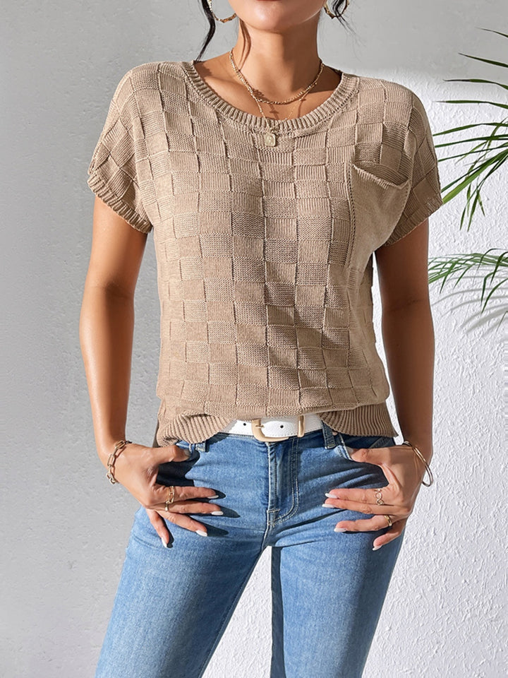 Round Neck Short Sleeve Knit Top