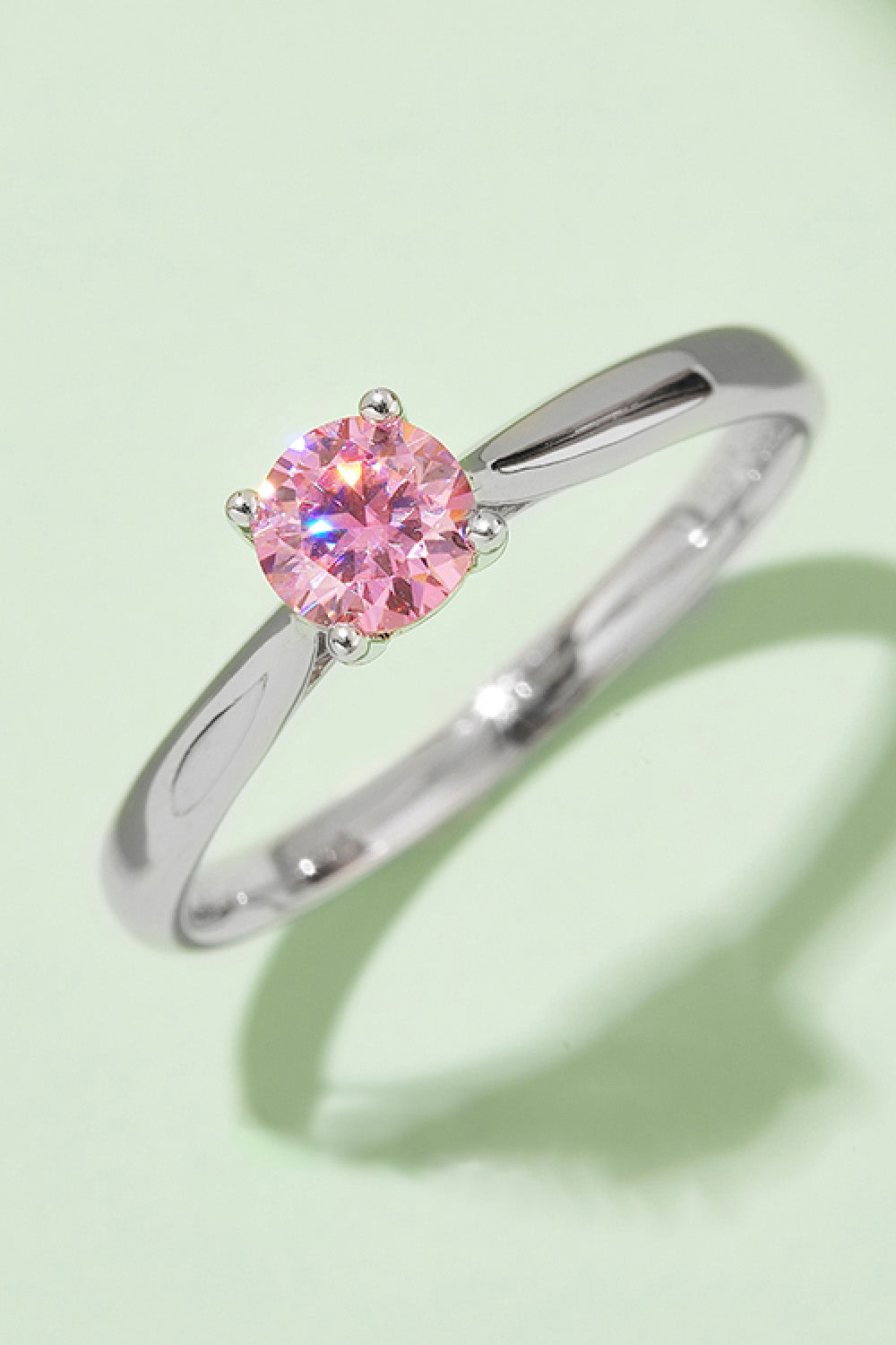 Moissanite Contrast 925 Sterling Silver Solitaire Ring Gift
