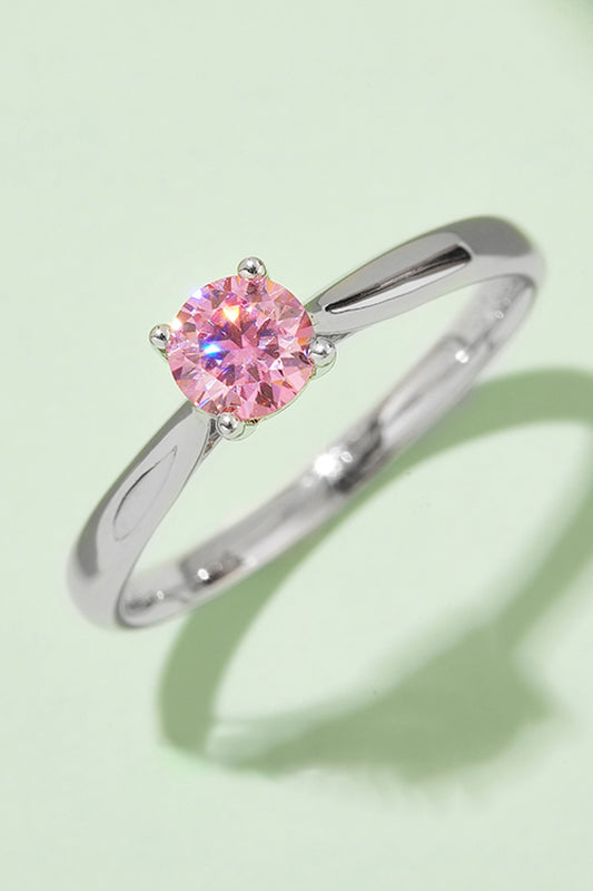 Moissanite Contrast 925 Sterling Silver Solitaire Ring Gift