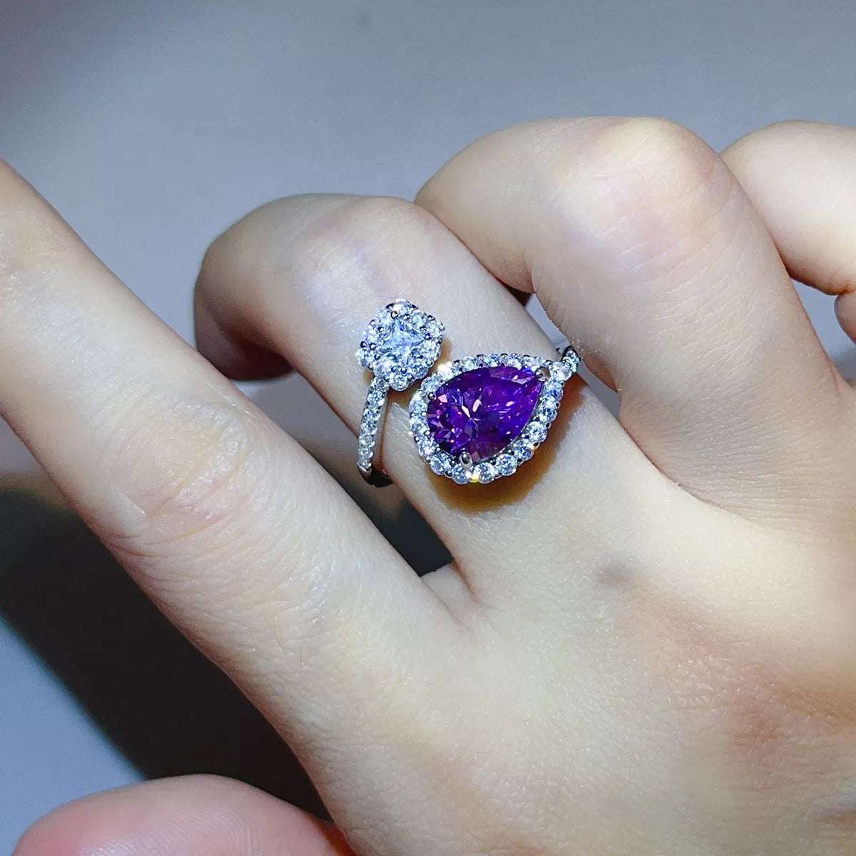 2 Carat Moissanite 925 Sterling Silver Bypass Ring