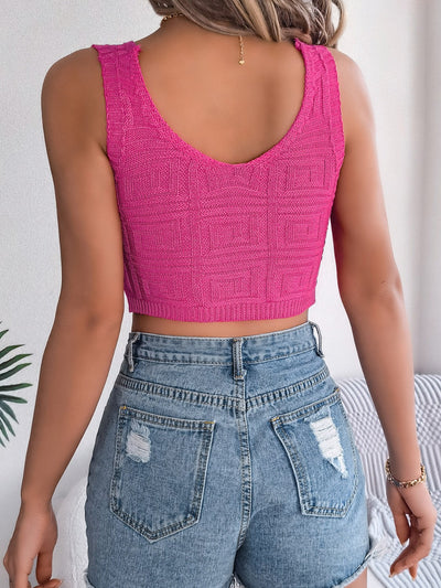 Chic Twisted V-Neck Knit Sweater Vest for Effortless Style