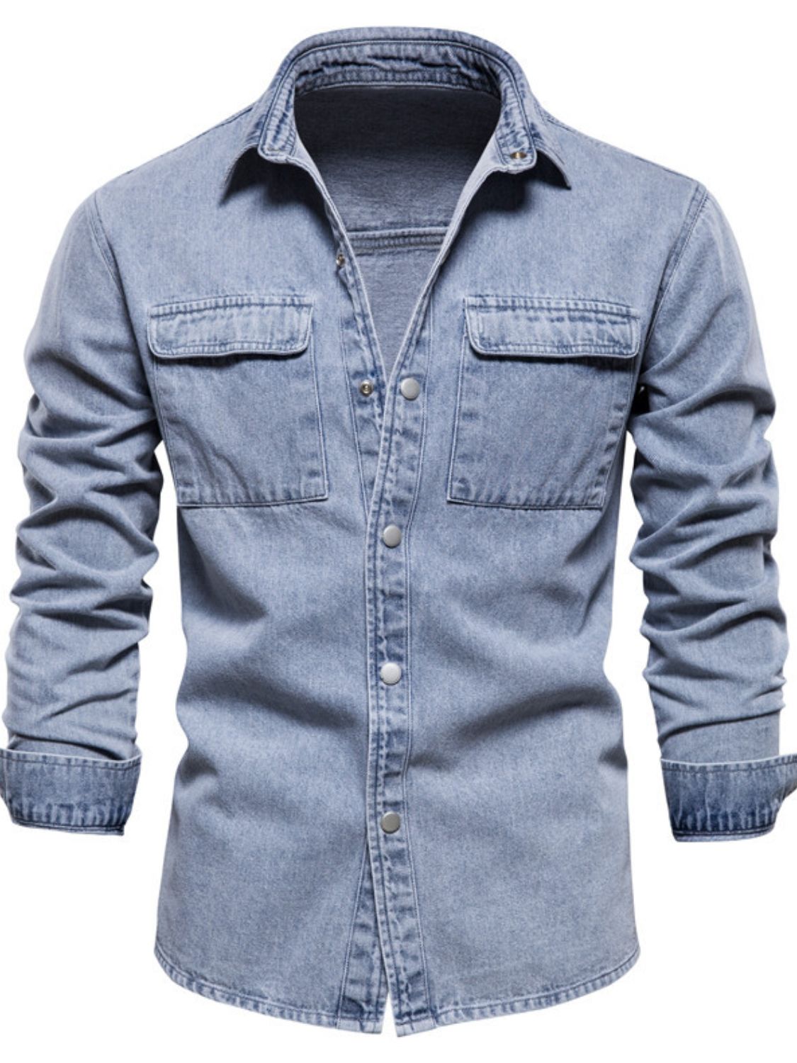 Men's Button Down Chest Pocket Denim Jacket for Men Classic