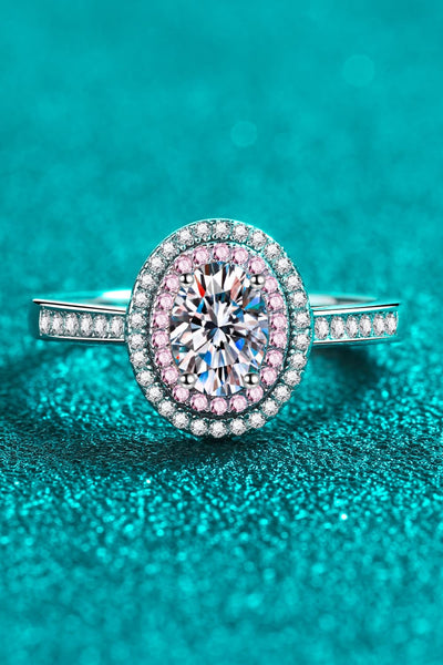 1 Carat Moissanite 925 Sterling Silver Halo Engagement Ring
