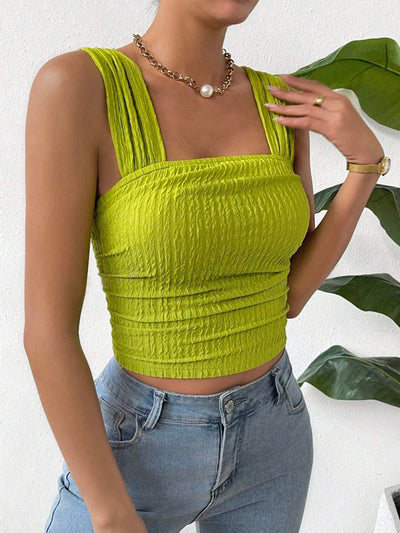 Elevated Textured Square Neck Tank Top for Stylish Comfort
