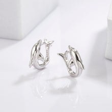925 Sterling Silver Zircon Dolphin Earrings for Women