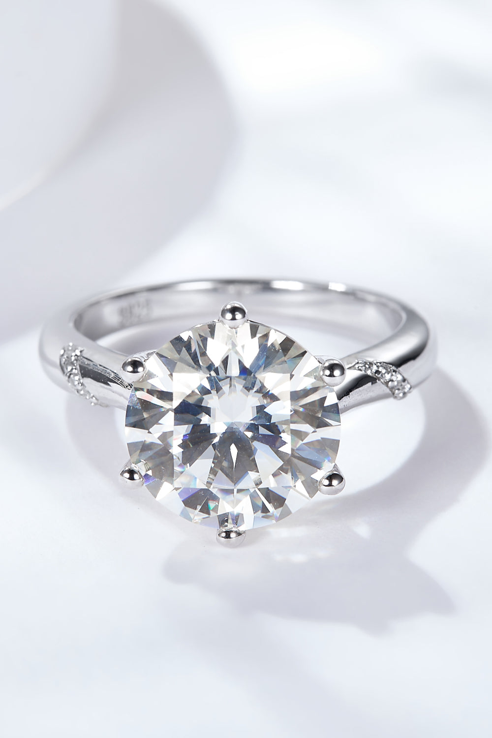5 Carat Moissanite Solitaire Ring in Sterling Silver