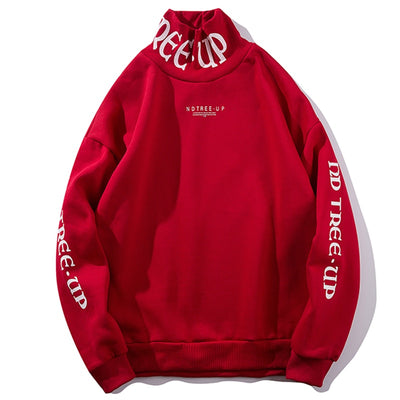 Trendy Urban Men's Turtleneck Hoodies with Bold Letter Graphics