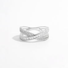 X Shape Inlaid Zircon 925 Sterling Silver Ring for Elegance