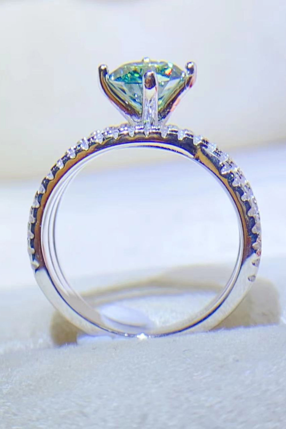 1 Carat Moissanite Contrast 925 Sterling Silver Ring Gift
