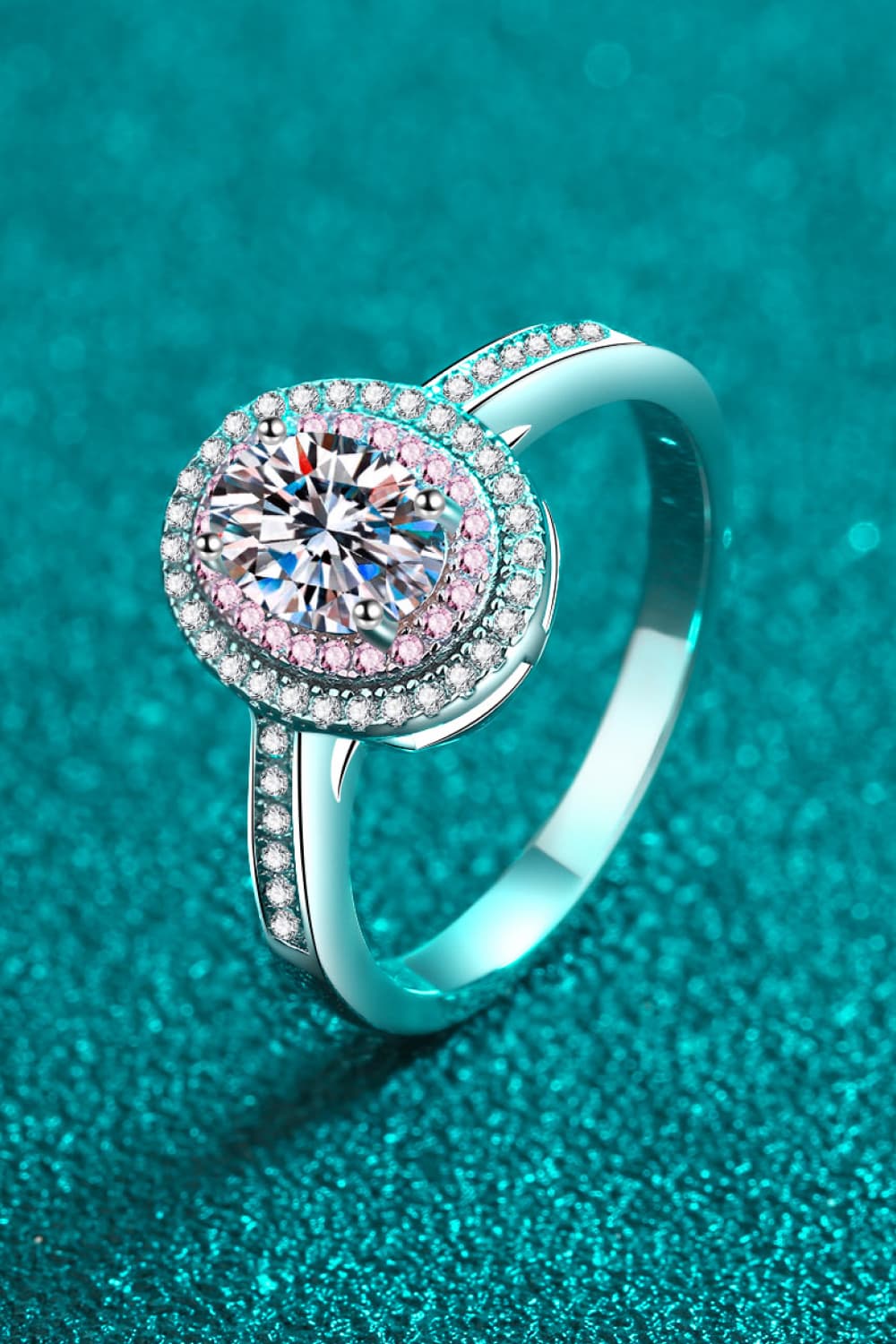1 Carat Moissanite 925 Sterling Silver Halo Engagement Ring