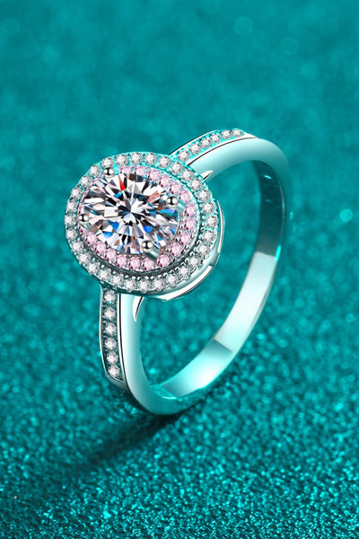 1 Carat Moissanite 925 Sterling Silver Halo Engagement Ring