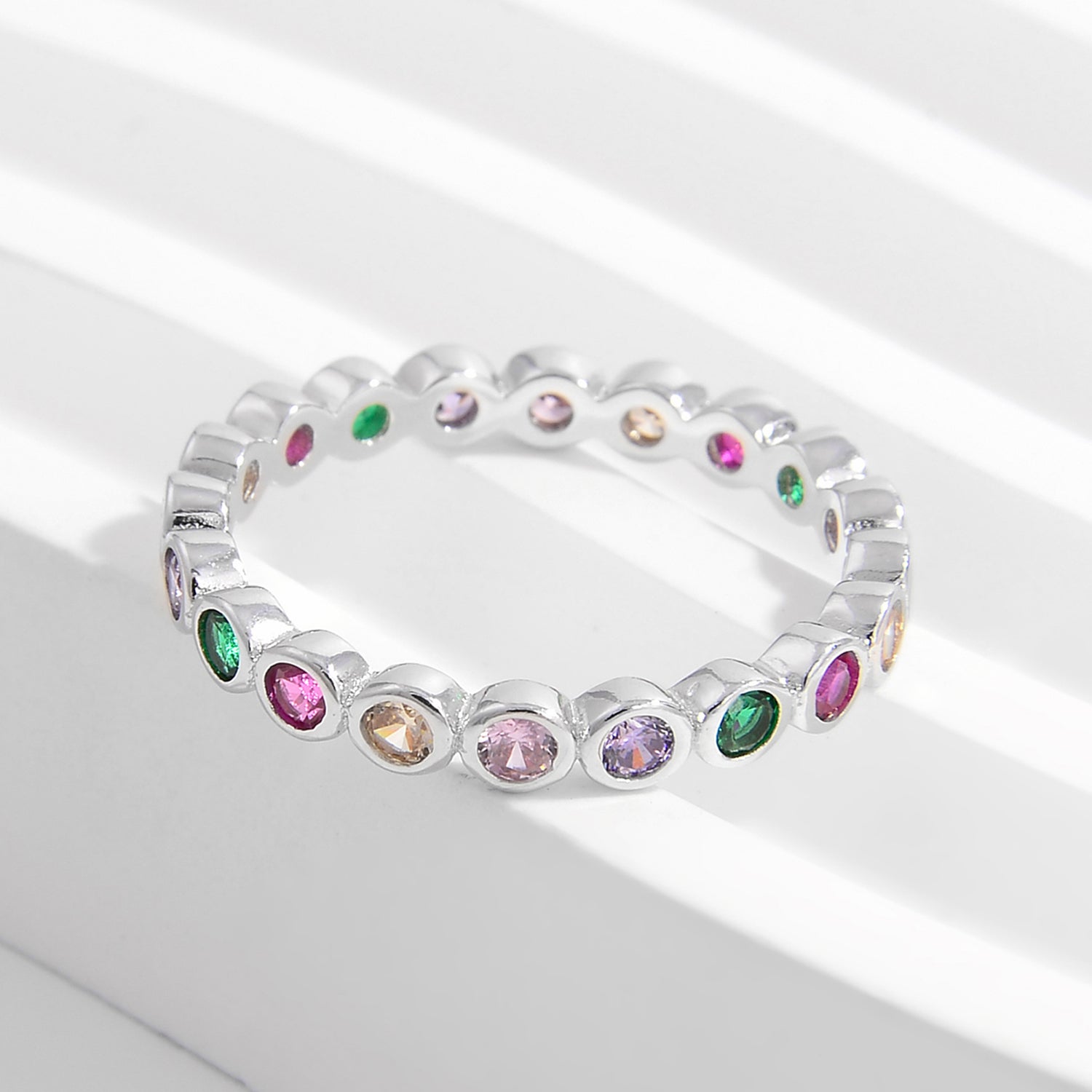 925 Sterling Silver Contrast Zircon Ring for Elegant Style