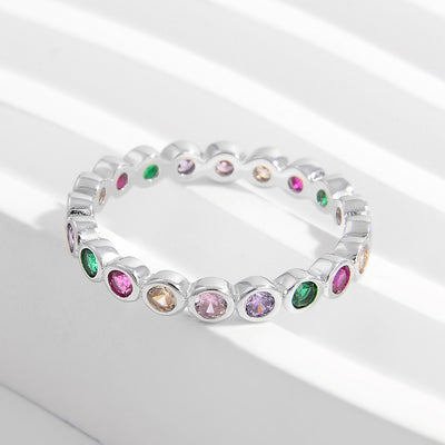 925 Sterling Silver Contrast Zircon Ring for Elegant Style