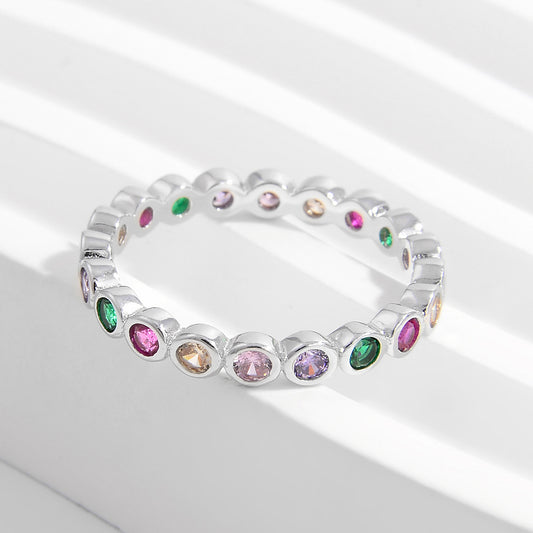 925 Sterling Silver Contrast Zircon Ring for Elegant Style