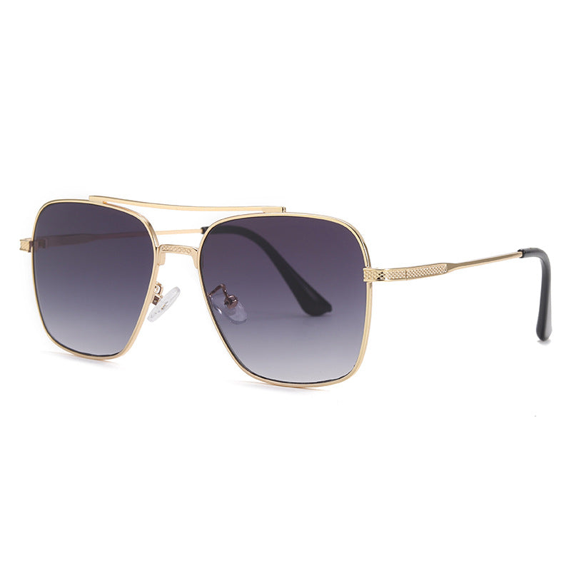 Chic Double Beam Metallic Sunglasses - Retro Style for Men