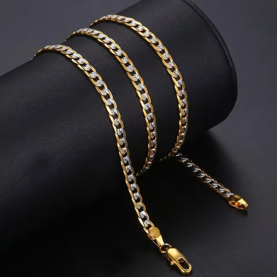 4mm Diamond-Cut Cuban Link Necklace & Bracelet Set - Stainless Steel