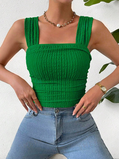 Elevated Textured Square Neck Tank Top for Stylish Comfort