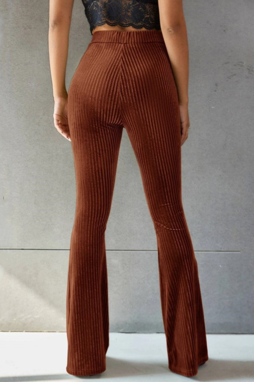 Sophisticated Ribbed High Waist Flare Pants for Women