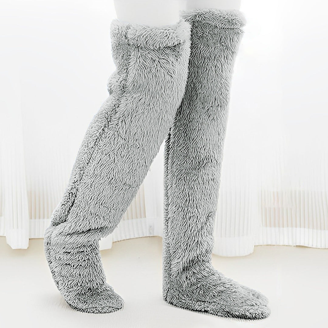 Cozy Fuzzy Over-Knee Plush Socks for Winter Warmth and Style