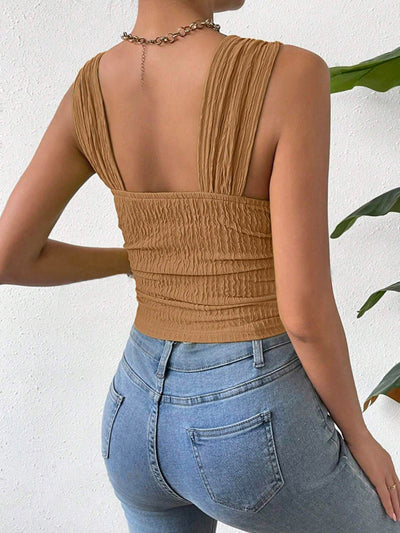 Elevated Textured Square Neck Tank Top for Stylish Comfort