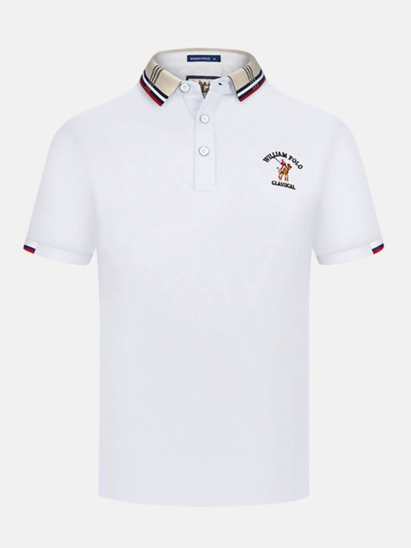 Men's Plus Size Striped Collared Short Sleeve Embroidered Polo