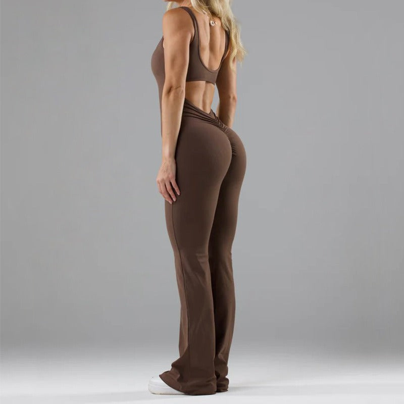 Fashionable Seamless Athletic Jumpsuit with Breathable Hollow Cutouts for Women