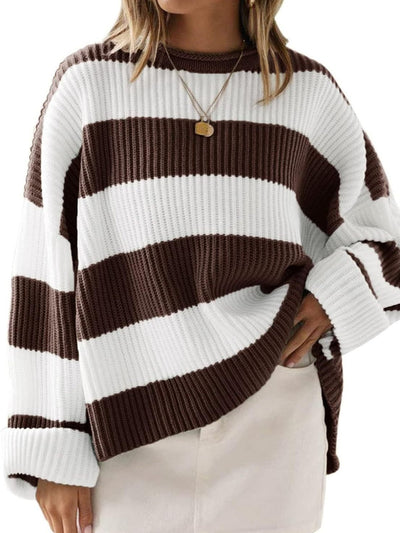 Round Neck Long Sleeve Sweater for Women Casual Style