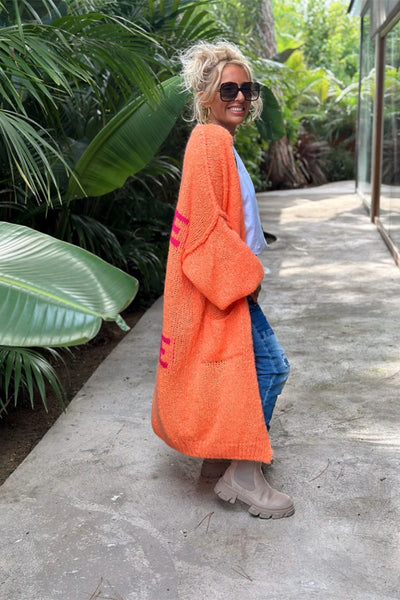 Letter Dropped Shoulder Long Sleeve Cardigan for Women
