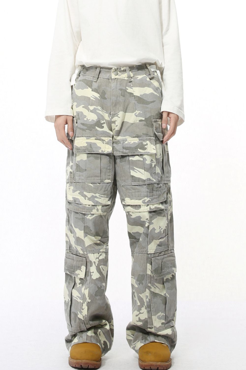 Men's Camouflage Straight Cargo Jeans for Stylish Comfort