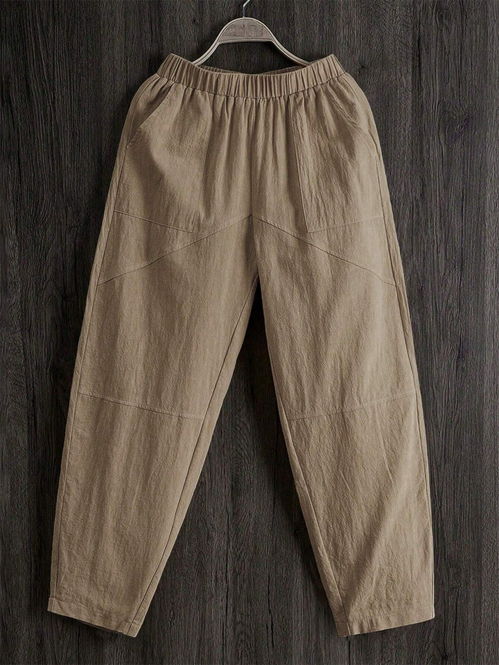 Chic Sheer Elastic-Waist Trousers with Pockets