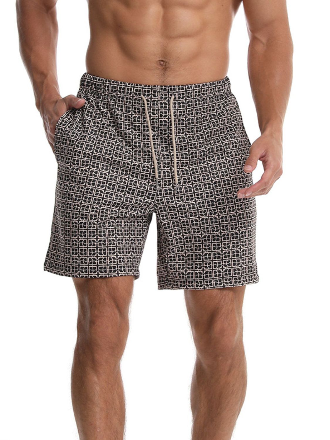 Stylish Men's Drawstring Printed Shorts with Pockets