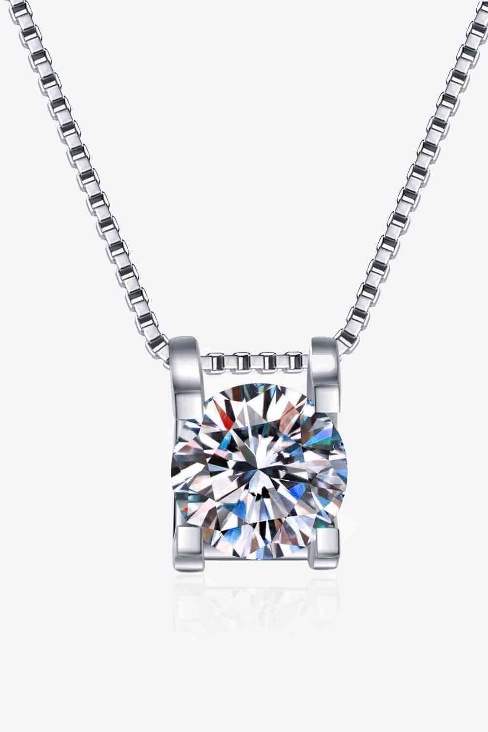 1 Carat Moissanite 925 Sterling Silver Chain Necklace Elegance