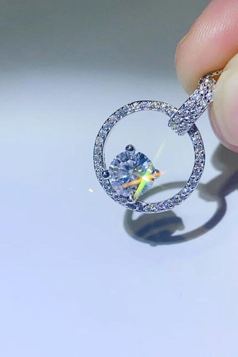 Moissanite & Zircon Necklace, 1ct Platinum-Plated