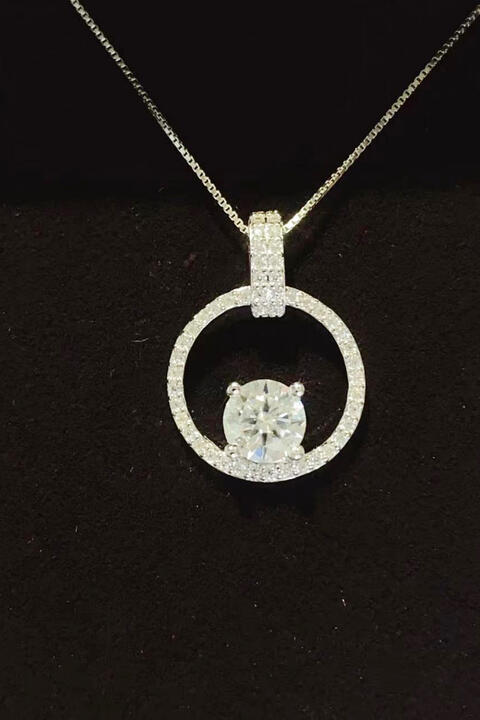 Moissanite & Zircon Necklace, 1ct Platinum-Plated