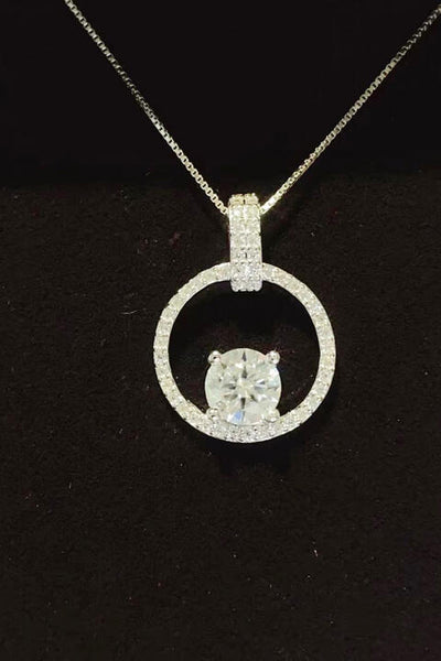 Moissanite & Zircon Necklace, 1ct Platinum-Plated