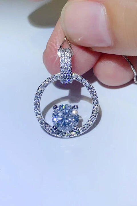 Moissanite & Zircon Necklace, 1ct Platinum-Plated
