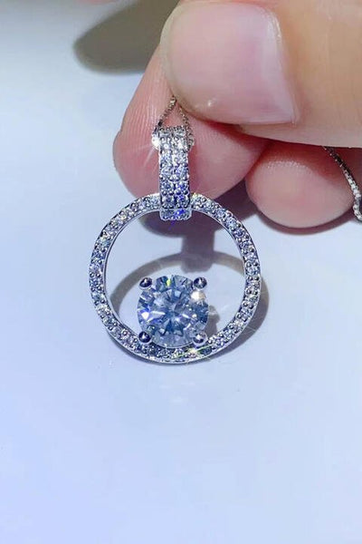 Moissanite & Zircon Necklace, 1ct Platinum-Plated