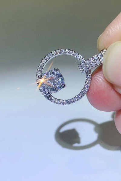 Moissanite & Zircon Necklace, 1ct Platinum-Plated