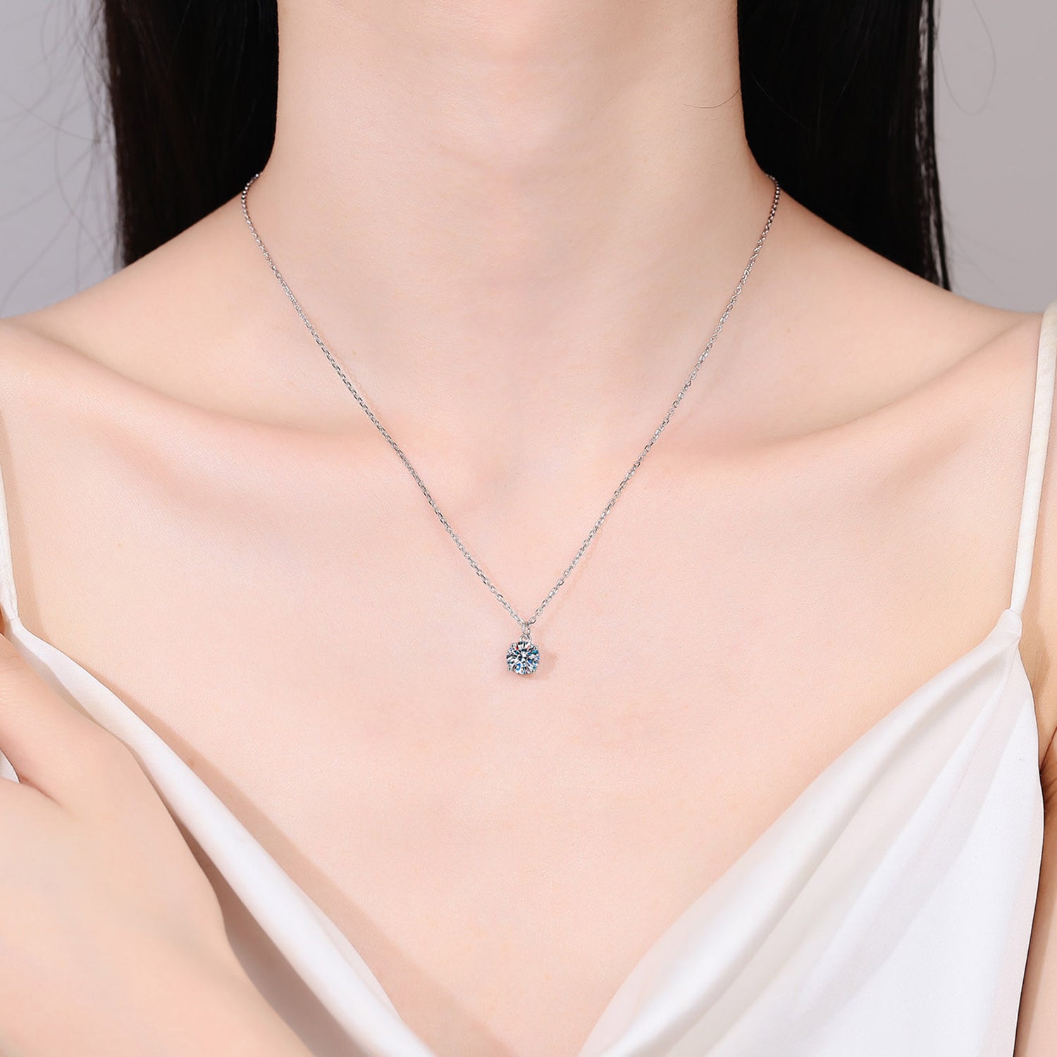 1 Carat Moissanite 925 Sterling Silver Necklace Elegant Design