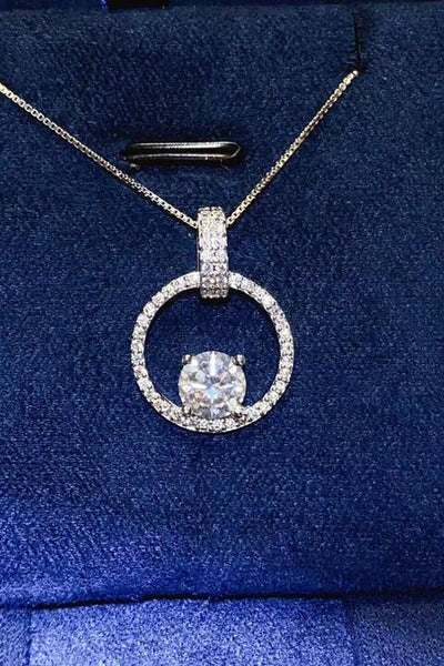 Moissanite & Zircon Necklace, 1ct Platinum-Plated