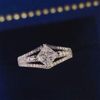 Moissanite Solitaire Ring, Platinum-Plated