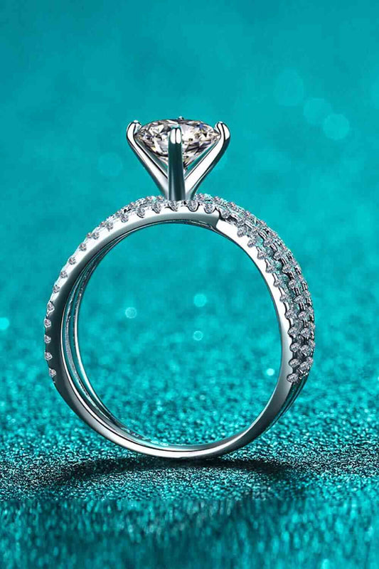 1 Carat Moissanite Crisscross Ring in Sterling Silver