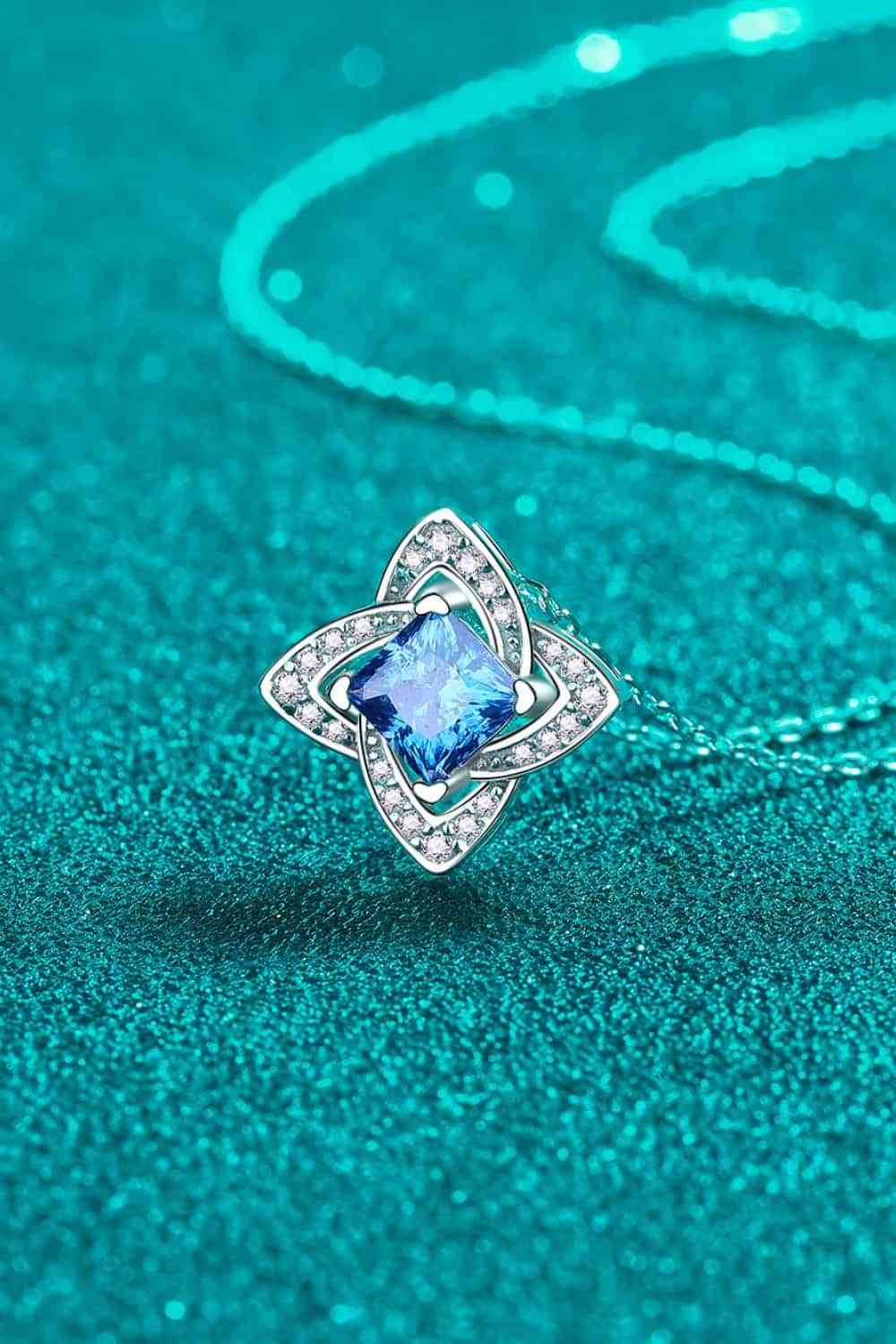 1 Carat Moissanite Floral Pendant Necklace in Silver