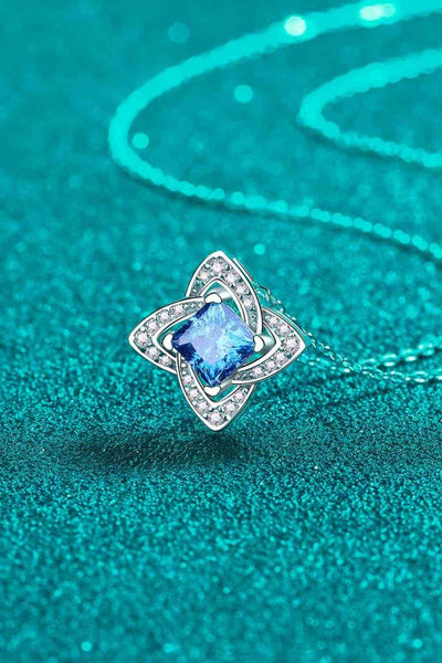 1 Carat Moissanite Floral Pendant Necklace in Silver