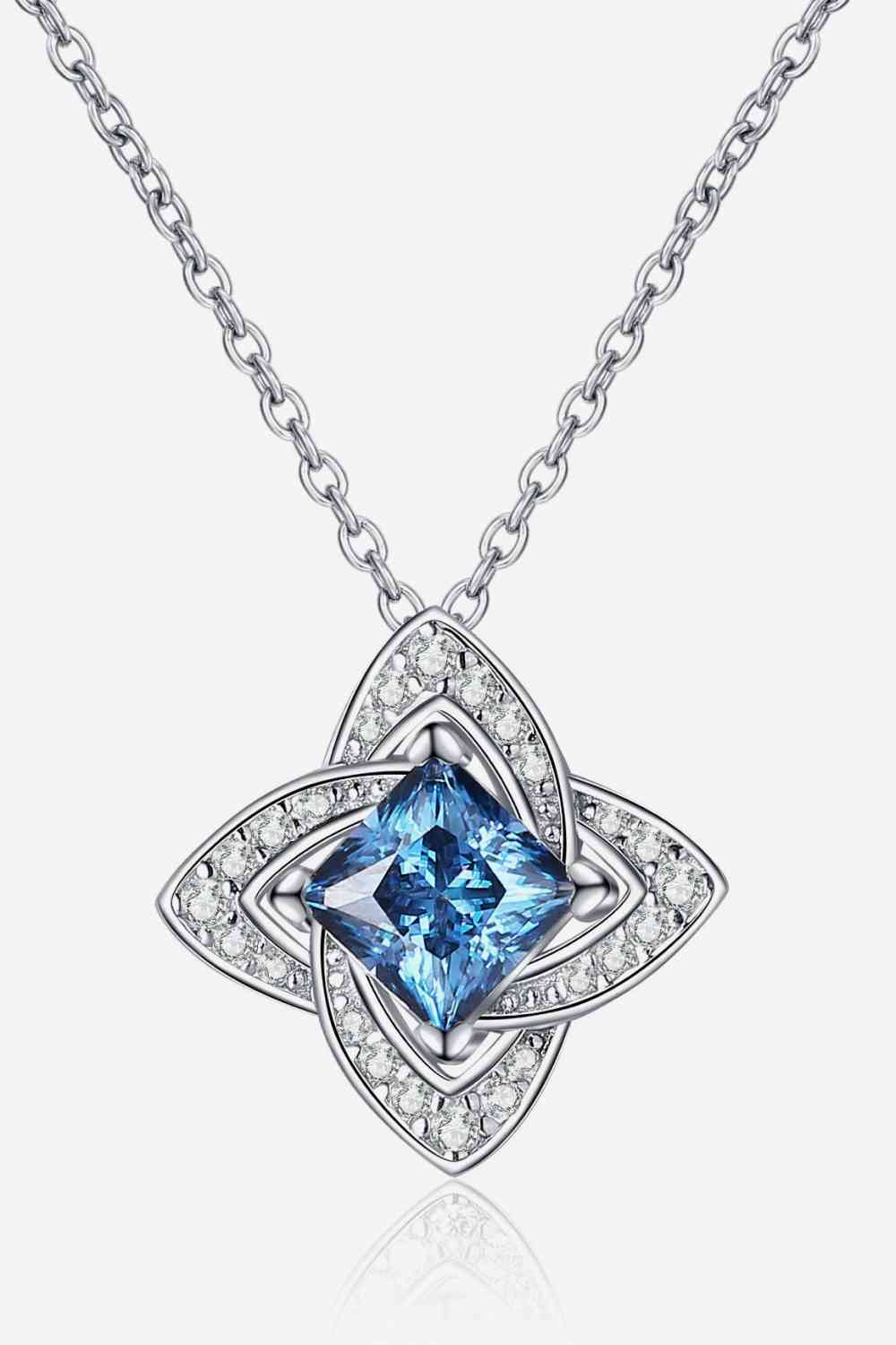 1 Carat Moissanite Floral Pendant Necklace in Silver