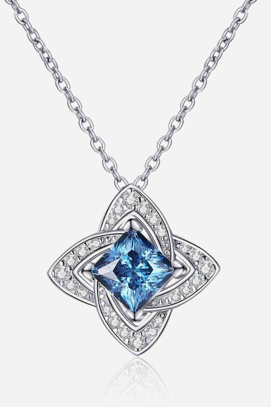 1 Carat Moissanite Floral Pendant Necklace in Silver