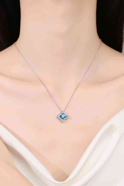 1 Carat Moissanite Floral Pendant Necklace in Silver