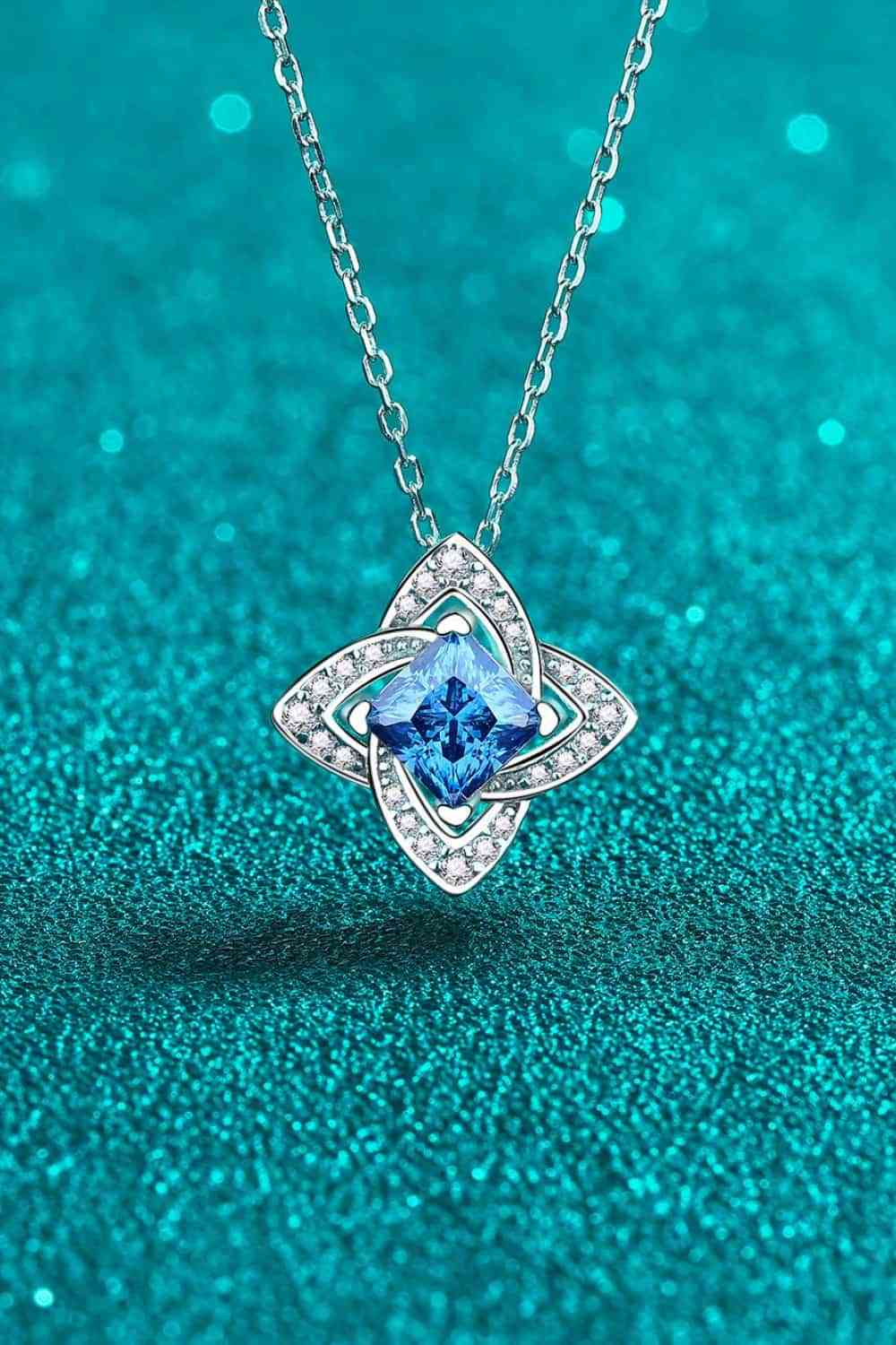 1 Carat Moissanite Floral Pendant Necklace in Silver