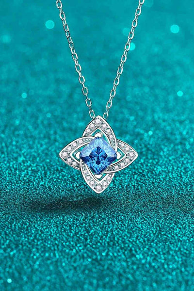 1 Carat Moissanite Floral Pendant Necklace in Silver