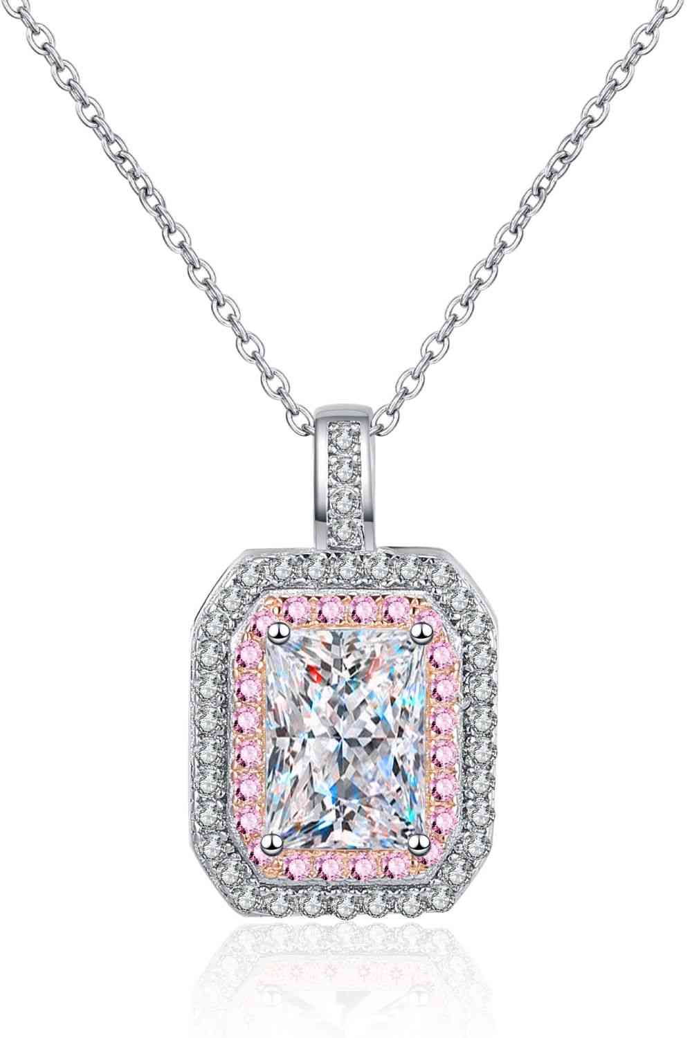 1 Carat Moissanite Geometric Pendant Chain Necklace for Women